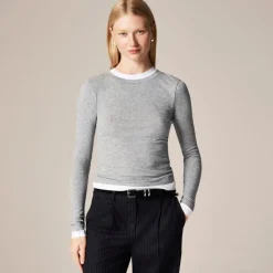 Feather jersey layered long-sleeve T-shirt