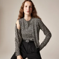 Featherweight cashmere cardigan in spot print