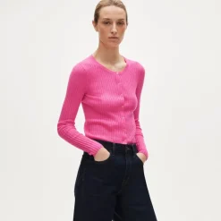 Featherweight cashmere pointelle cardigan