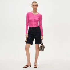 Featherweight cashmere pointelle cardigan