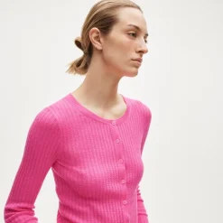 Featherweight cashmere pointelle cardigan