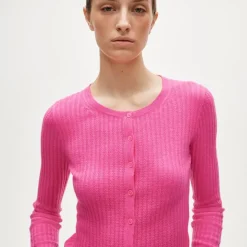 Featherweight cashmere pointelle cardigan