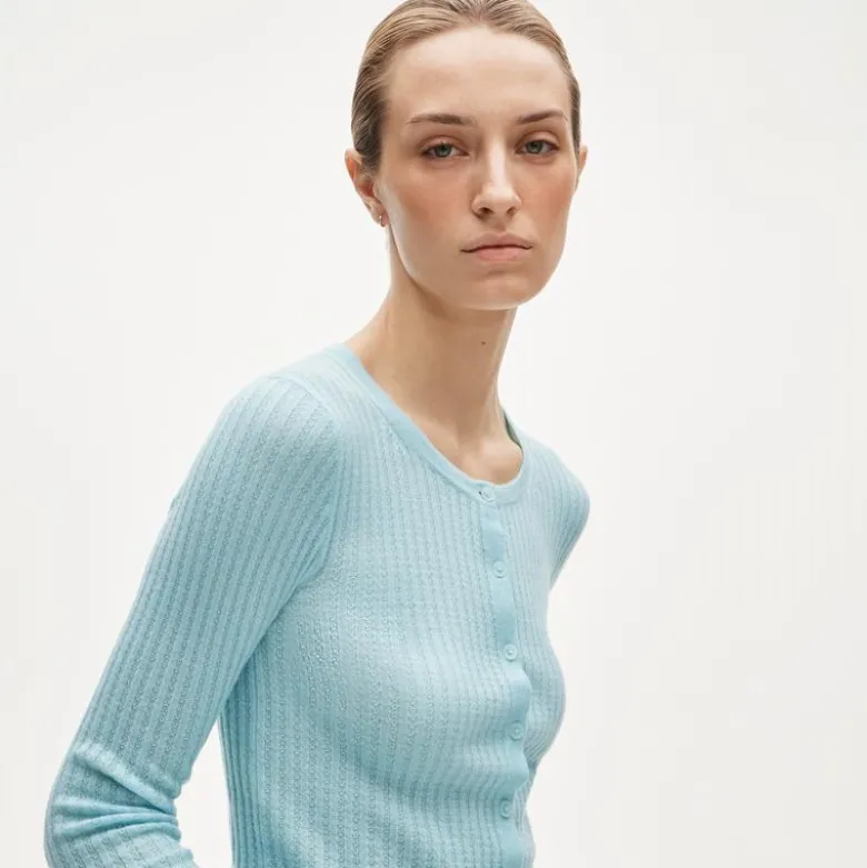Featherweight cashmere pointelle cardigan