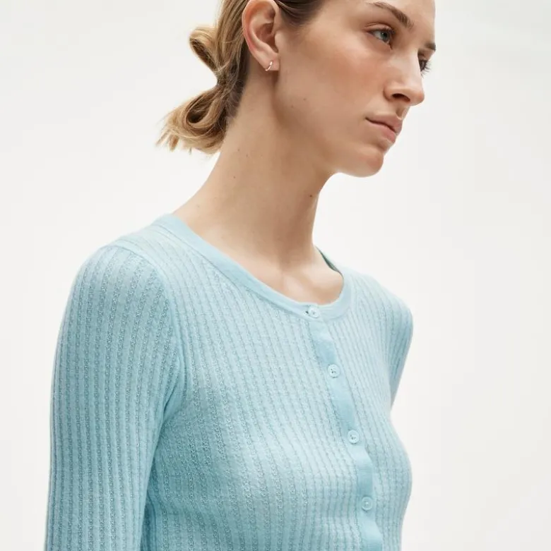 Featherweight cashmere pointelle cardigan