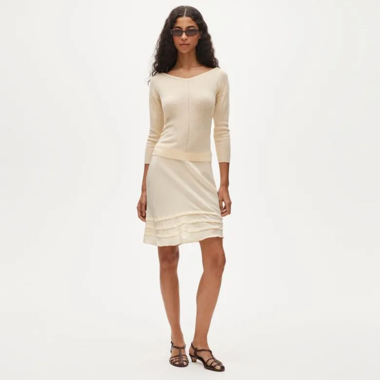 Featherweight cashmere wide V-neck sweater