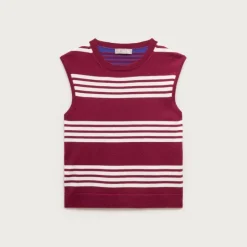 Featherweight cashmere-blend sweater shell in mixed stripe