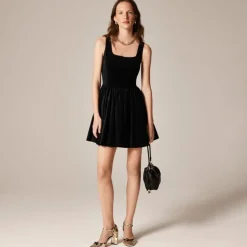 Fit-and-flare mini dress in velvet
