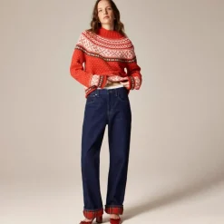 Flannel-lined relaxed straight jean in Rinse wash