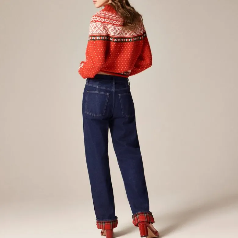 Flannel-lined relaxed straight jean in Rinse wash