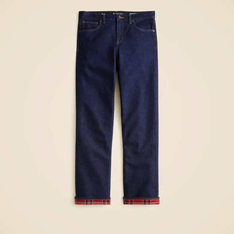 Flannel-lined relaxed straight jean in Rinse wash