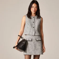 Flap-pocket mini skirt in tweed