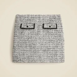 Flap-pocket mini skirt in tweed