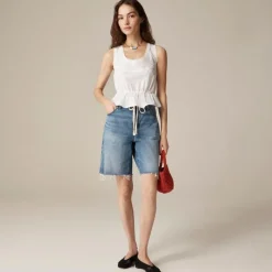 Flutter-hem tank in cotton poplin