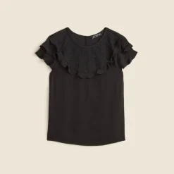 Flutter-sleeve shirt in crepe de chine