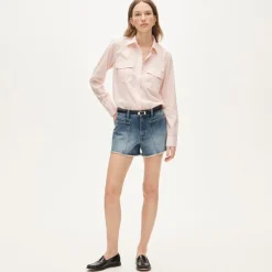 Frayed denim short