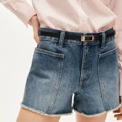Frayed denim short