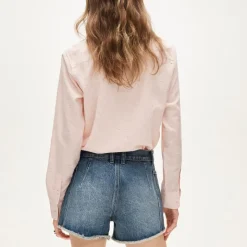 Frayed denim short