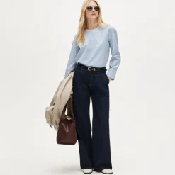 French cuff shirt in striped cotton poplin