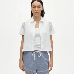 Gamine button-down shirt in linen