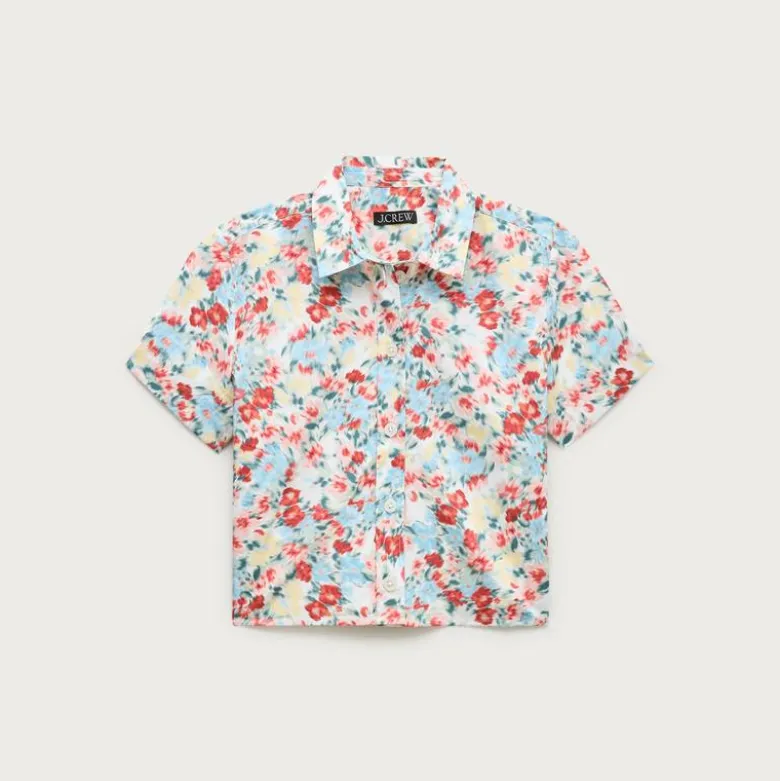 Gamine button-down shirt in blurred floral print