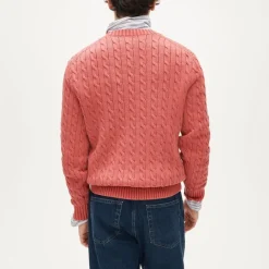 Garment-dyed cable-knit cotton sweater