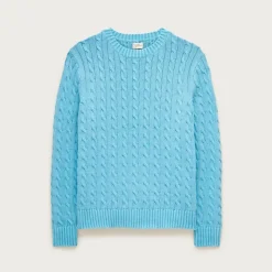 Garment-dyed cable-knit cotton sweater