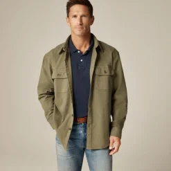 Garment-dyed twill overshirt