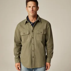 Garment-dyed twill overshirt