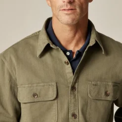 Garment-dyed twill overshirt