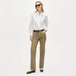 Garment-dyed western straight jean