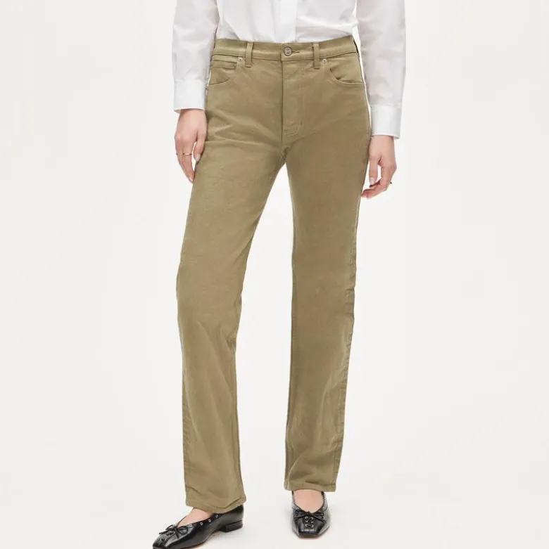 Garment-dyed western straight jean
