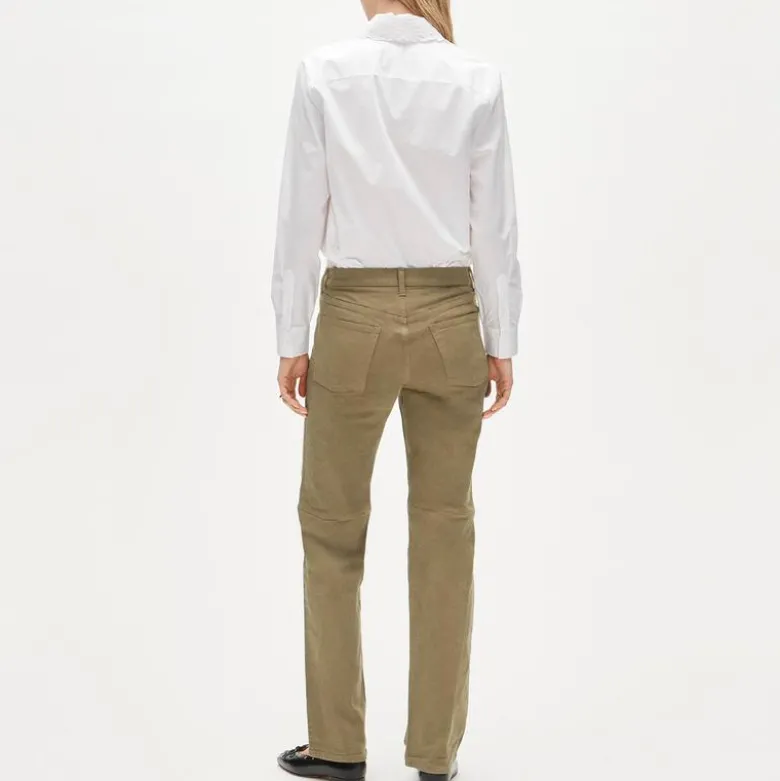 Garment-dyed western straight jean