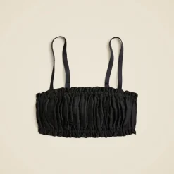 Gathered linen-blend bra top