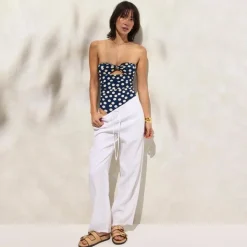 Gemma ruched bandeau cutout one-piece