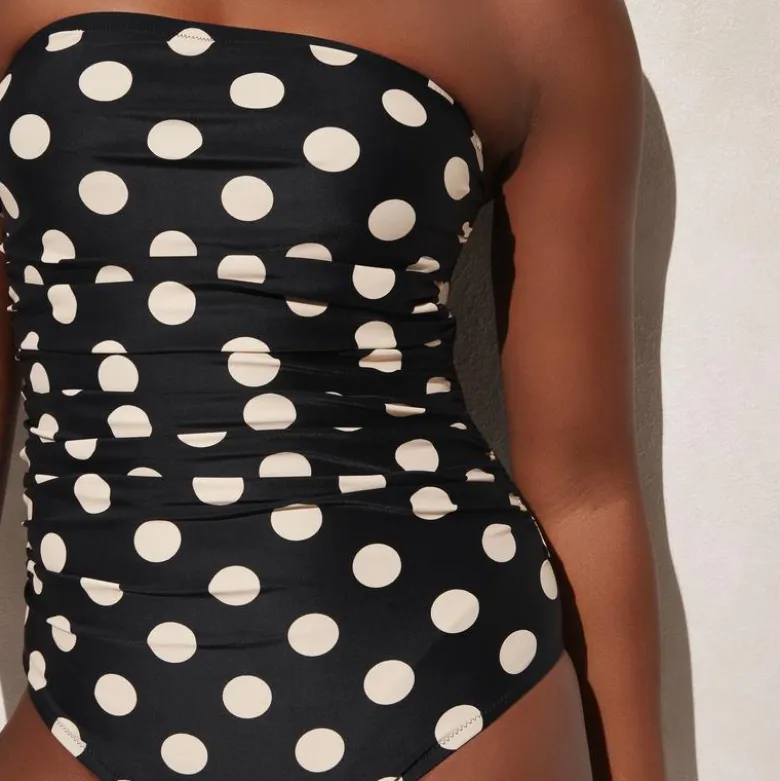 Gemma ruched bandeau one-piece in dot print