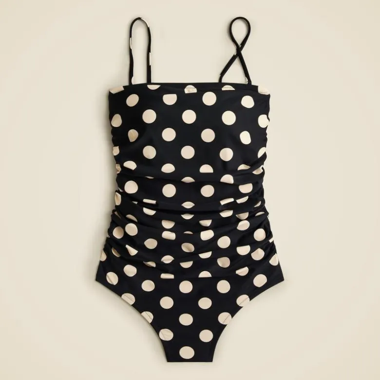 Gemma ruched bandeau one-piece in dot print
