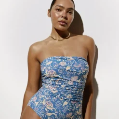 Gemma ruched bandeau one-piece in floral print
