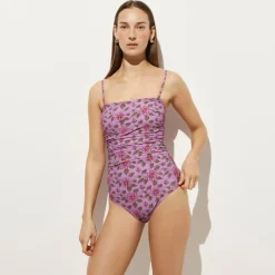 Gemma ruched bandeau one-piece in iris floral