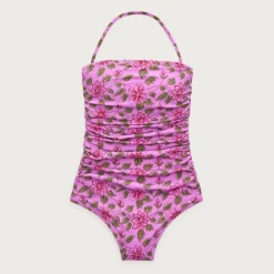 Gemma ruched bandeau one-piece in iris floral