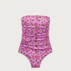 Gemma ruched bandeau one-piece in iris floral