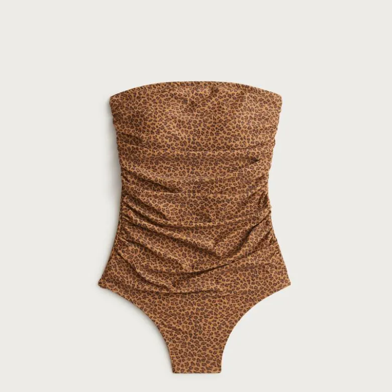 Gemma ruched bandeau one-piece in leopard print