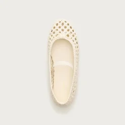 Girls' basketweave ballet flats in metallic