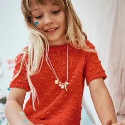 Girls' bobble sweater-tee in cotton