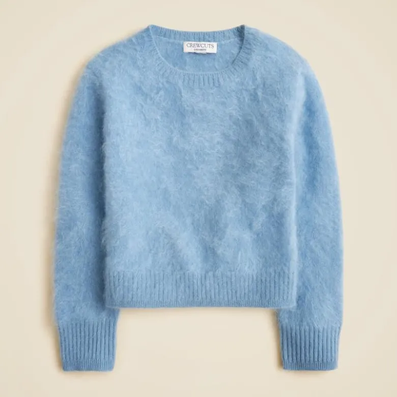 Girls' brushed cashmere crewneck sweater