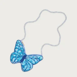 Girls' butterfly handbeaded crossbody pouch
