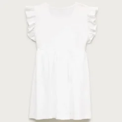 Girls' crochet ruffle-sleeve dress in jersey