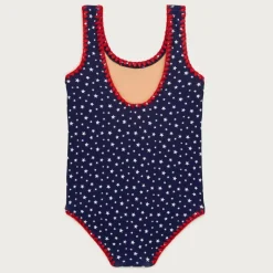 Girls' crochet-stitch one-piece swimsuit in prints