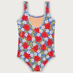 Girls' crochet-stitch one-piece swimsuit in prints