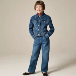 Girls' cropped denim trucker jacket