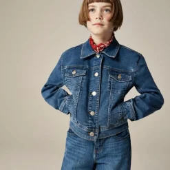 Girls' cropped denim trucker jacket